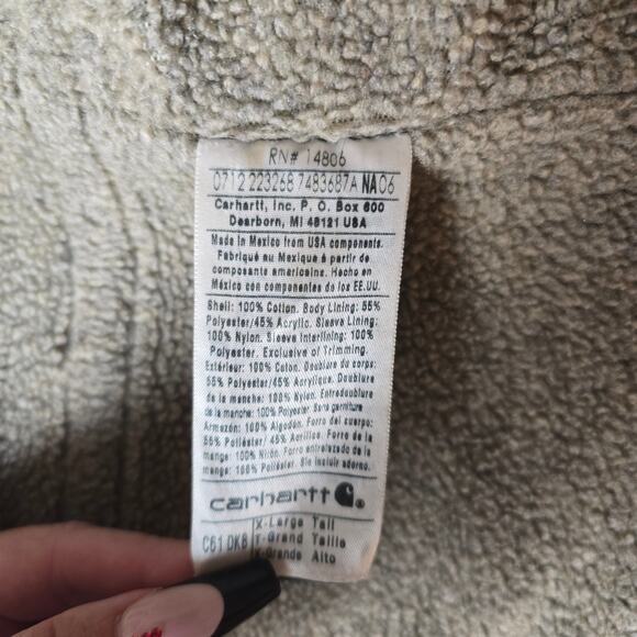 VTG Early 00s Mocha Brown Distressed Carhartt Arctic Work Jacket XL Tall - Picture 9 of 14